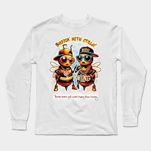 Buzzin' with Style!  Bee and Hip Hop Long Sleeve T-Shirt